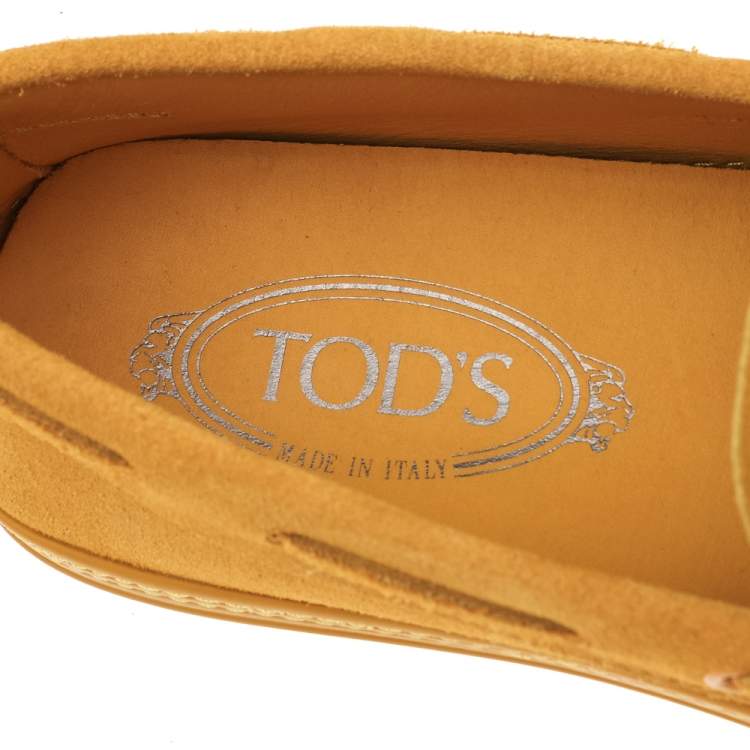 Pre Owned Tod's  Yellow Suede Slip on Loafers Size 41