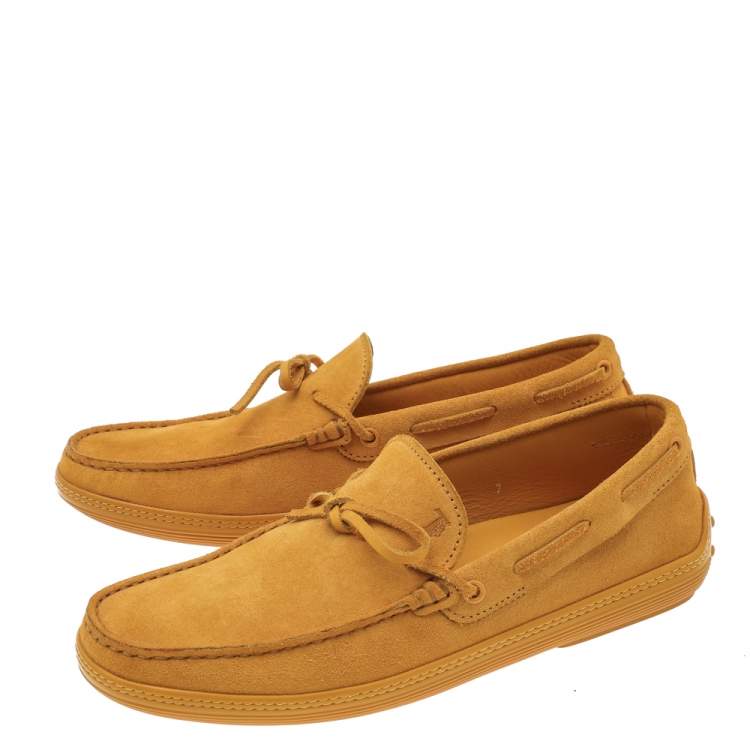Pre Owned Tod's  Yellow Suede Slip on Loafers Size 41