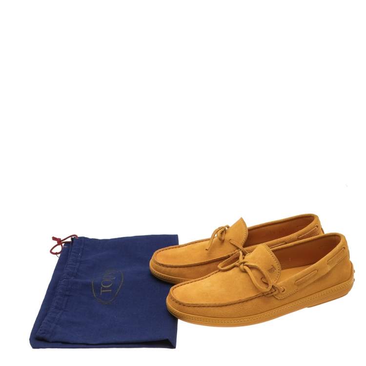 Pre Owned Tod's  Yellow Suede Slip on Loafers Size 41