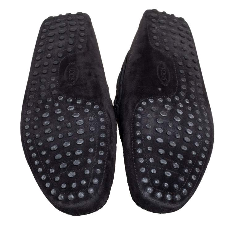 Pre Owned Tod's Black Suede Bow Gommino Loafers Size 45