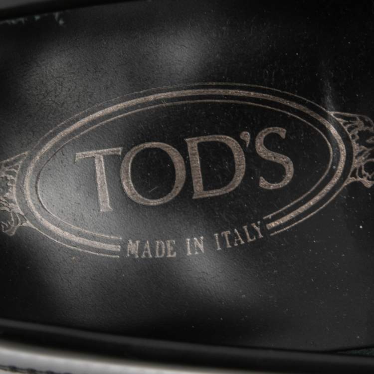Pre Owned Tod's Black Leather Penny  Slip On Loafers  Size 42.5