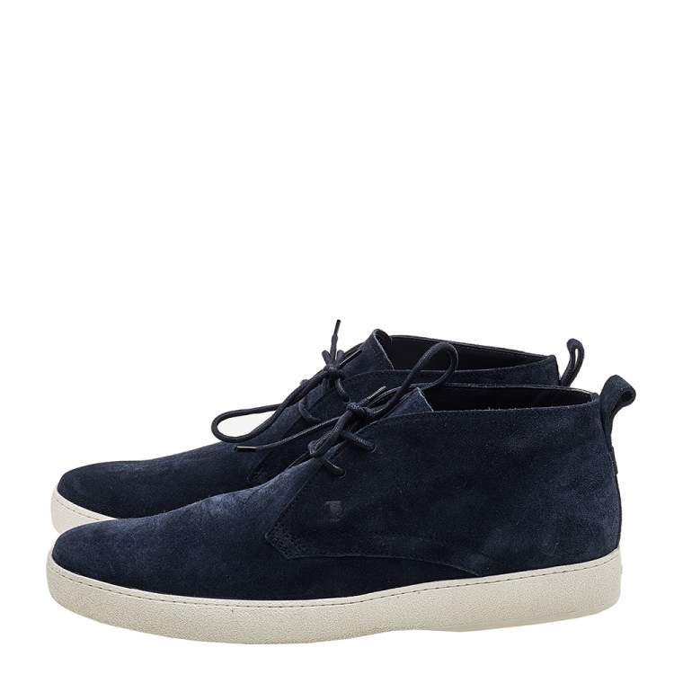 Pre Owned Tod's Navy Blue Suede Lace Up Desert Boots Size 43