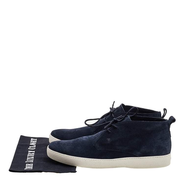 Pre Owned Tod's Navy Blue Suede Lace Up Desert Boots Size 43