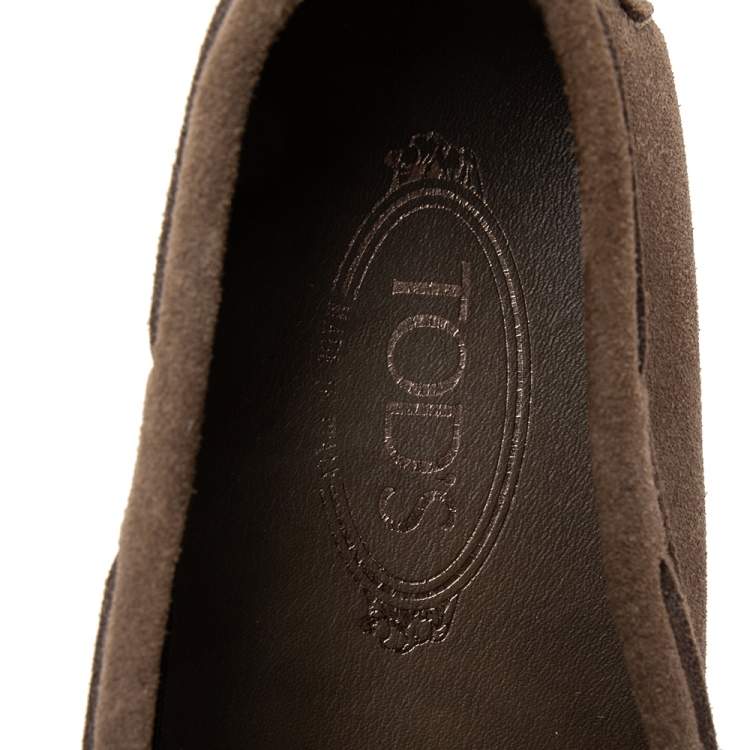 Pre Owned Tod's Brown  Suede Bow Slip On Loafers Size 44.5