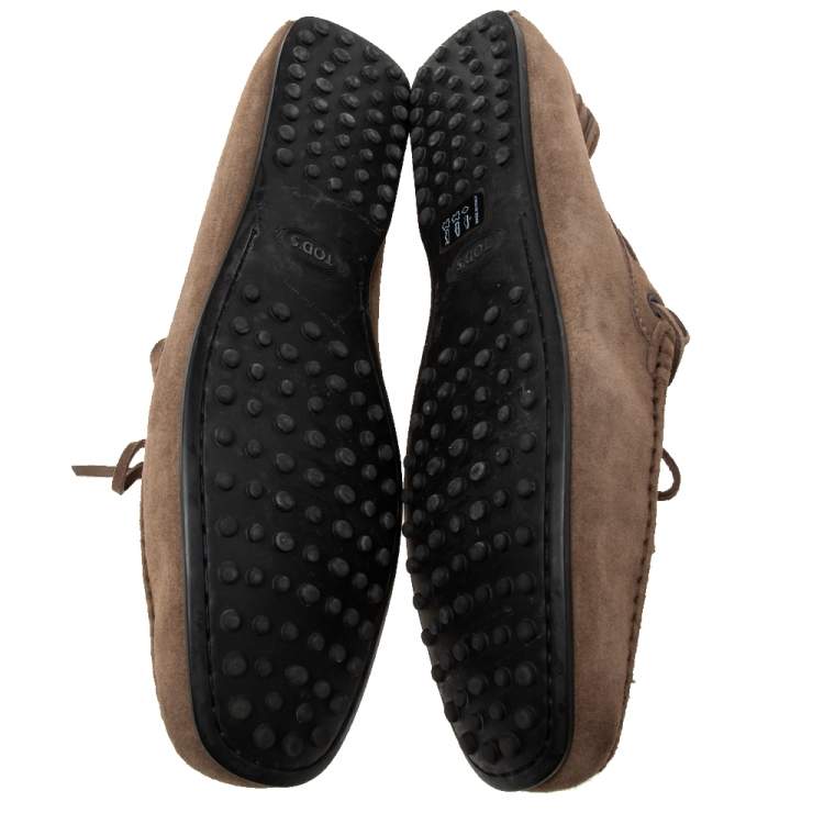 Pre Owned Tod's Brown  Suede Bow Slip On Loafers Size 44.5