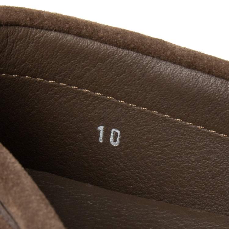 Pre Owned Tod's Brown  Suede Bow Slip On Loafers Size 44.5