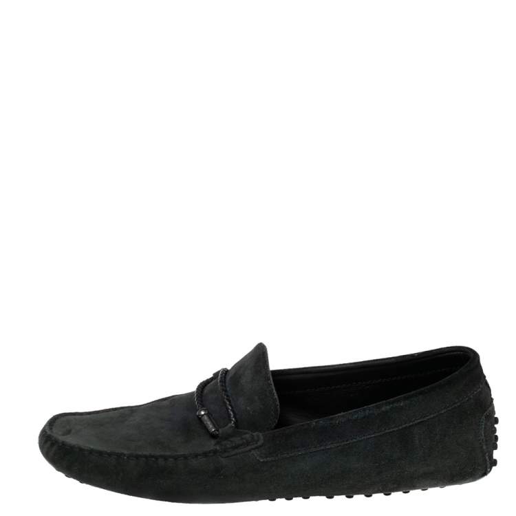 Pre Owned Tod's Black Suede Braided Bit Loafers Size 44.5