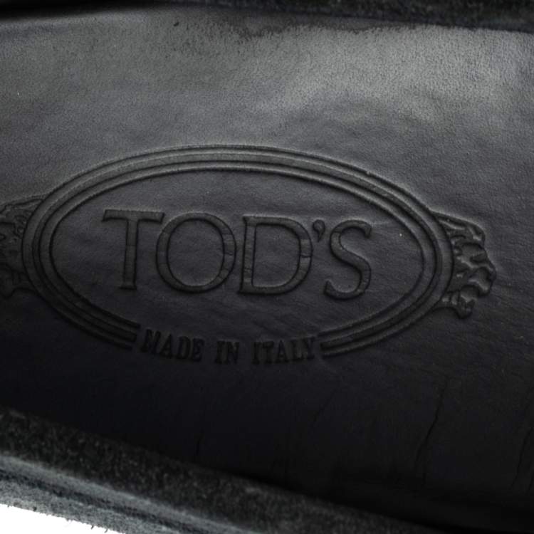Pre Owned Tod's Black Suede Braided Bit Loafers Size 44.5