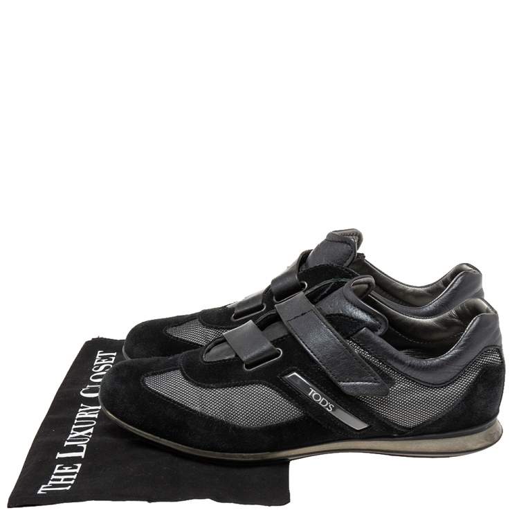 Pre Owned Tod's Black Suede Leather and Nylon Low-Top Sneakers Size 42 