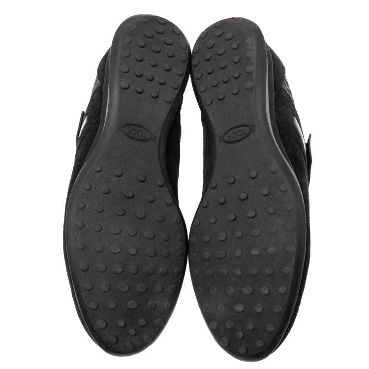 Pre Owned Tod's Black Suede Leather and Nylon Low-Top Sneakers Size 42 