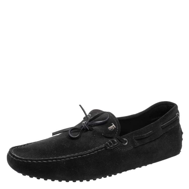 Pre Owned Tod's Black Suede Bow Loafers Size 43