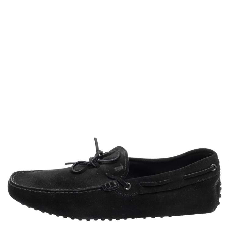 Pre Owned Tod's Black Suede Bow Loafers Size 43