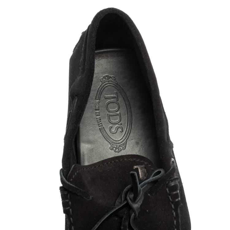 Pre Owned Tod's Black Suede Bow Loafers Size 43