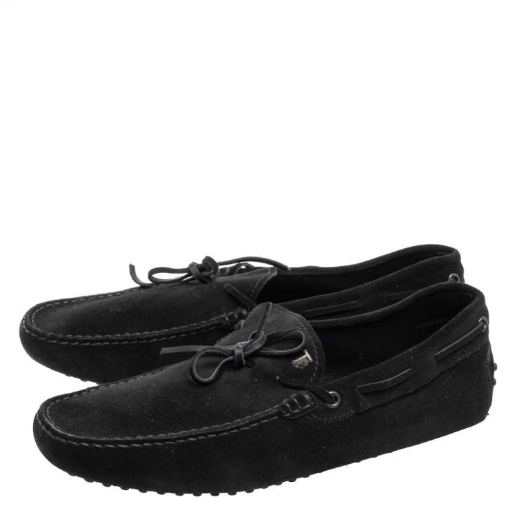 Pre Owned Tod's Black Suede Bow Loafers Size 43