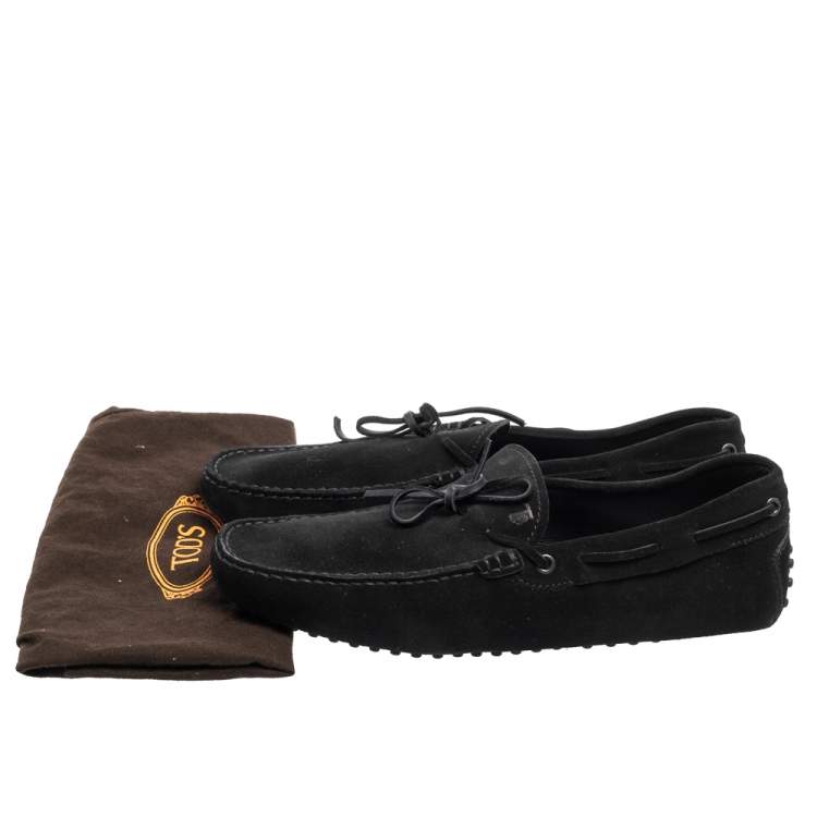 Pre Owned Tod's Black Suede Bow Loafers Size 43