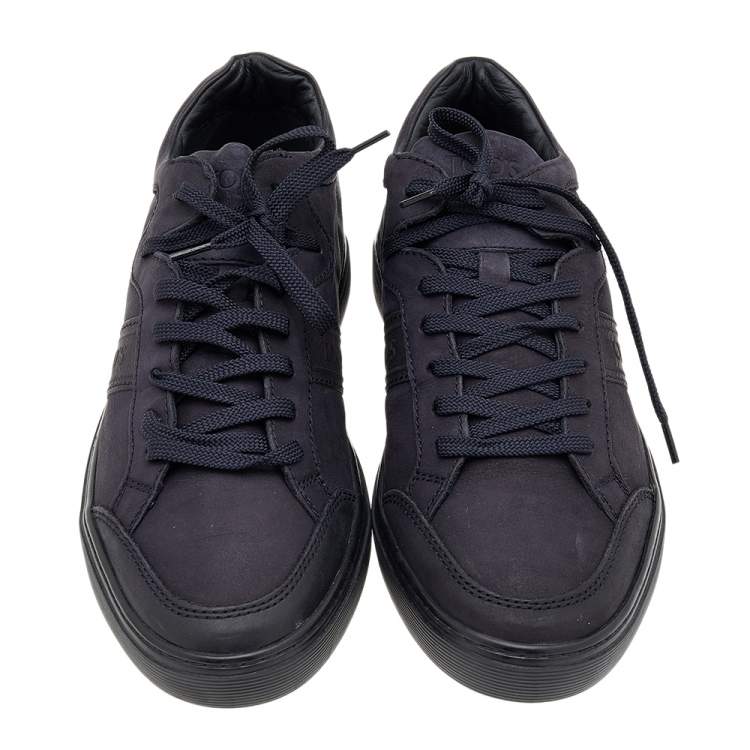 Pre Owned Tod's Midnight Blue Leather Low Top Sneakers Size 41.5