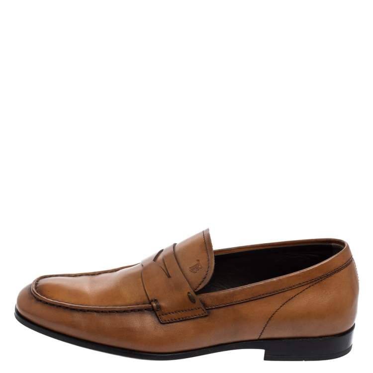 Pre Owned Tod's Brown Leather Penny Loafers Size 39.5