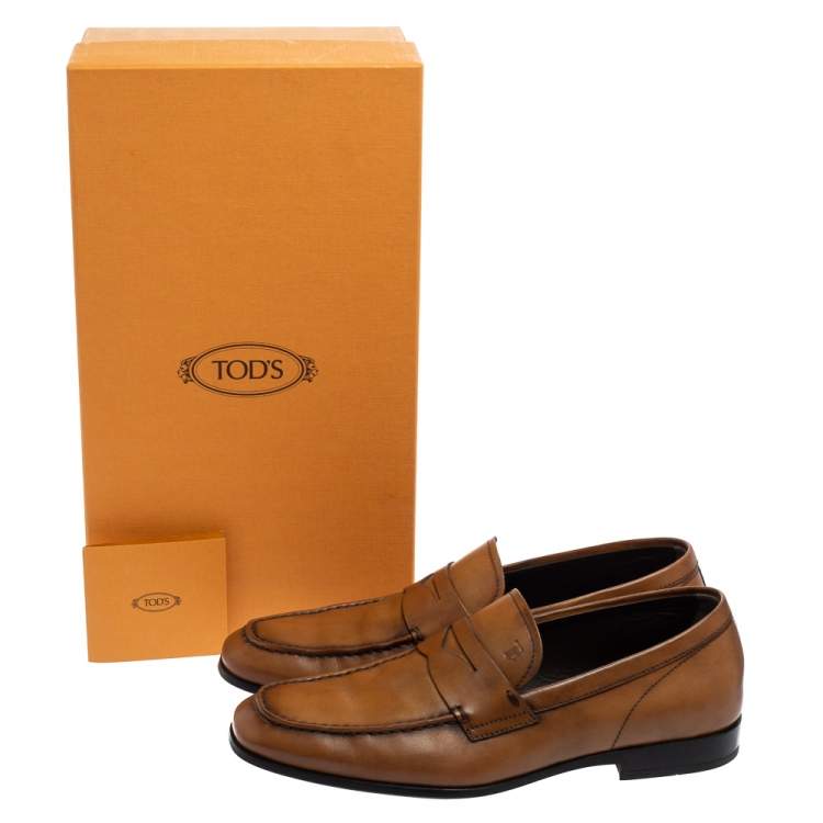 Pre Owned Tod's Brown Leather Penny Loafers Size 39.5