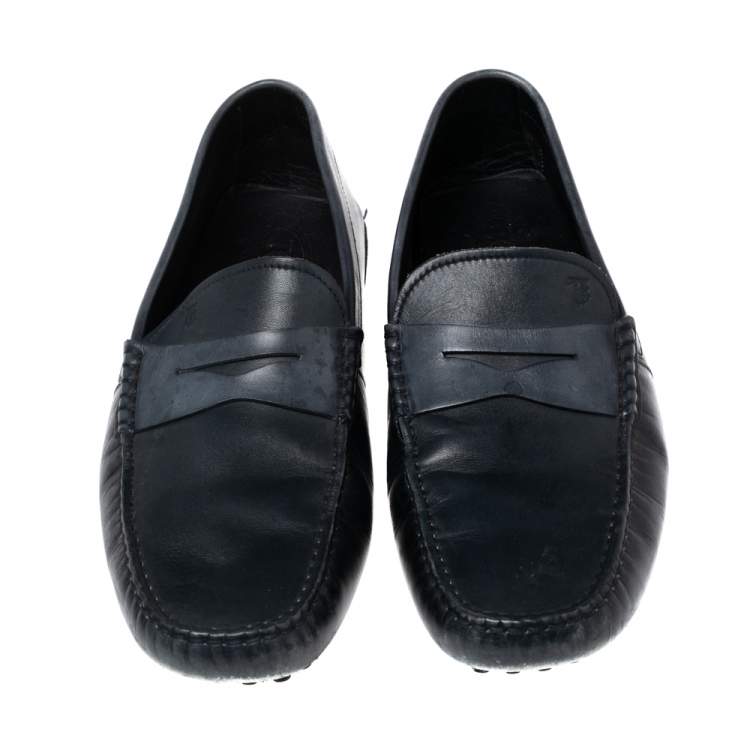 مملوكة مسبقًا Tod's Navy Blue Leather Penny Loafers Size 42.5