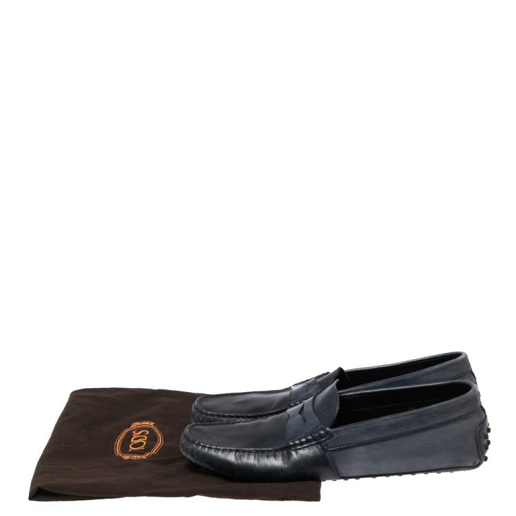 مملوكة مسبقًا Tod's Navy Blue Leather Penny Loafers Size 42.5
