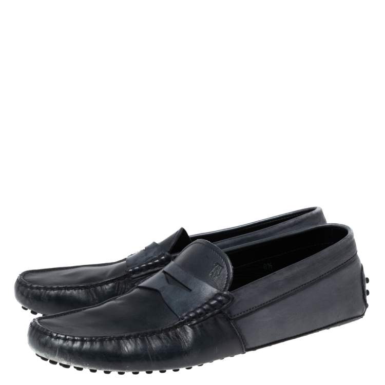 مملوكة مسبقًا Tod's Navy Blue Leather Penny Loafers Size 42.5