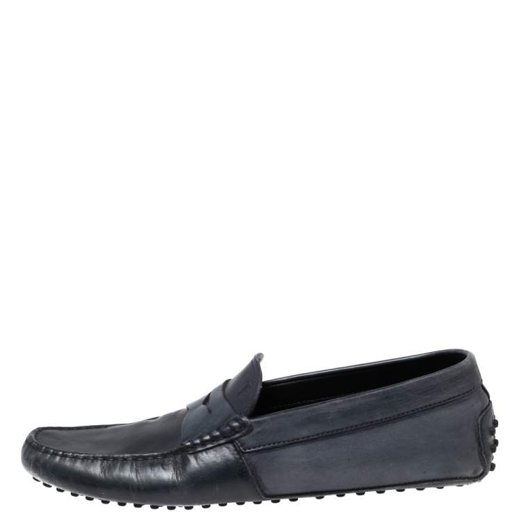 مملوكة مسبقًا Tod's Navy Blue Leather Penny Loafers Size 42.5