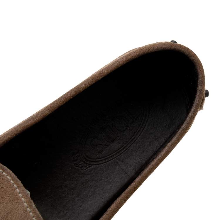 Pre Owned Tod's Brown Suede Penny Slip On Loafers Size 45.5