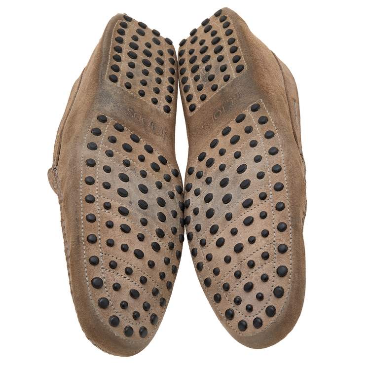 Pre Owned Tod's Brown Suede Penny Slip On Loafers Size 45.5