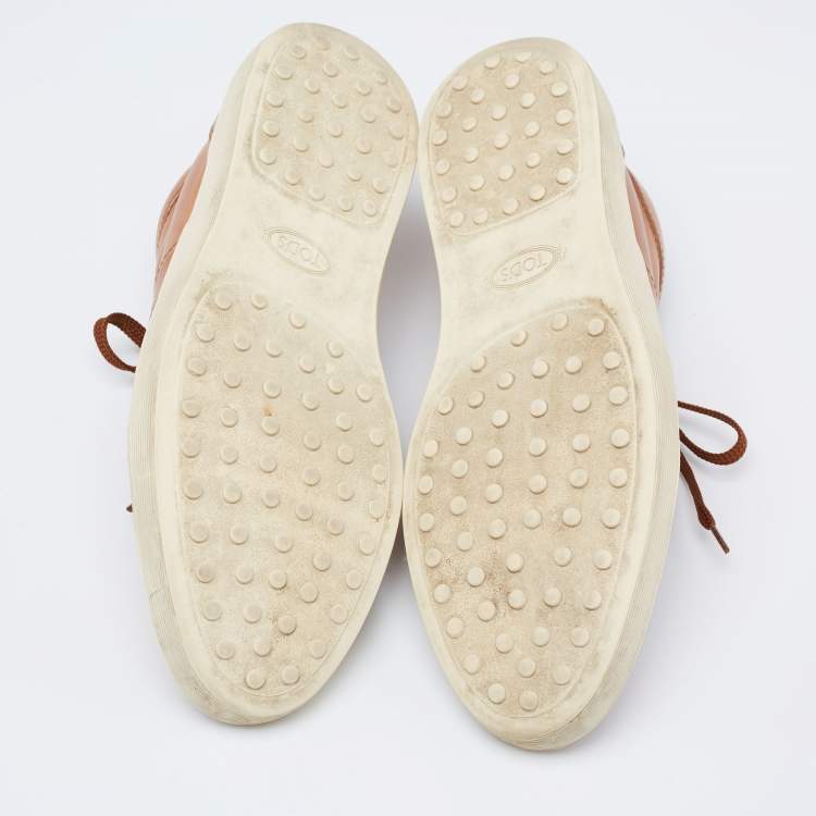 Pre Owned Tod's Brown Leather Low Top Sneakers Size 42