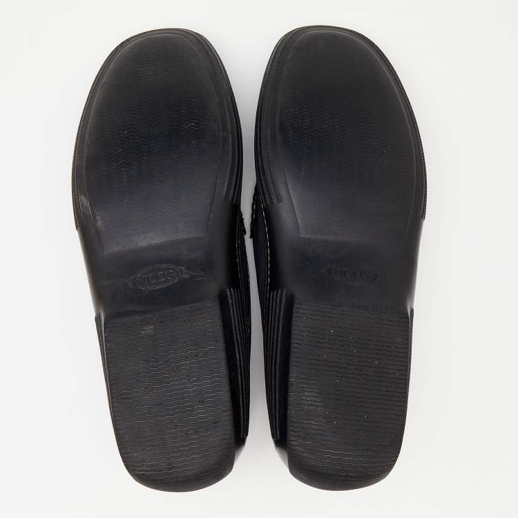 Pre Owned Tod's Navy Blue Nubuck Leather Penny Slip On Loafers Size 40