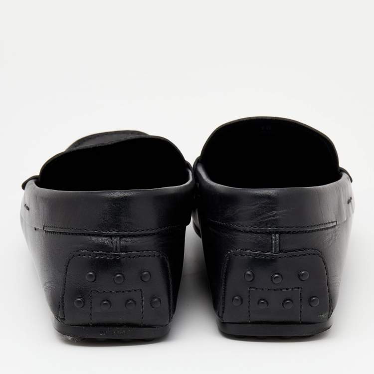 Pre Owned Tod's Black Leather Slip On Loafers Size 44.5