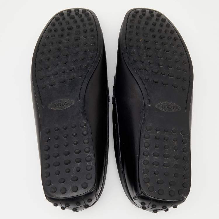 Pre Owned Tod's Black Leather Slip On Loafers Size 44.5