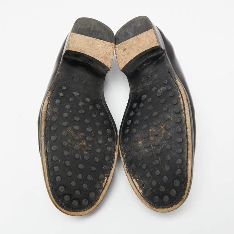 Pre Owned Tod's Black Leather Slip On Loafers Size 42.5