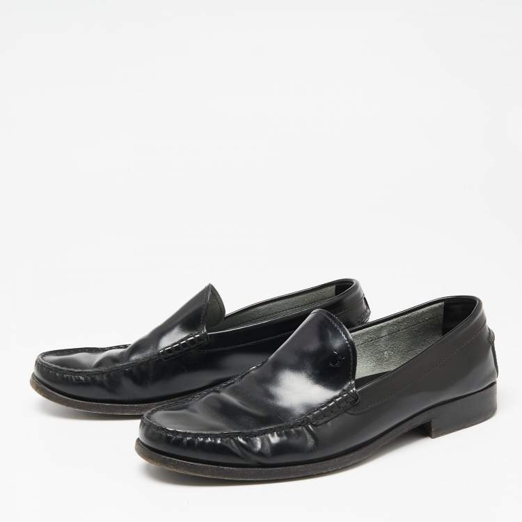 Pre Owned Tod's Black Leather Slip On Loafers Size 42.5