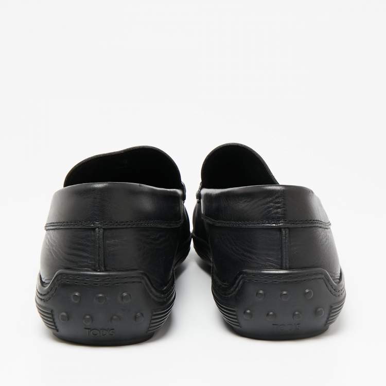 Pre Owned Tod's Black Leather Penny Slip On Loafers Size 43
