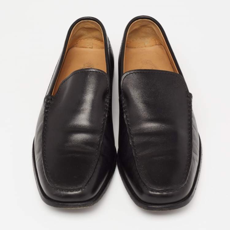 Pre Owned Tod's Black Leather Slip On Loafers Size  40