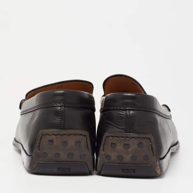 Pre Owned Tod's Black Leather Slip On Loafers Size  40