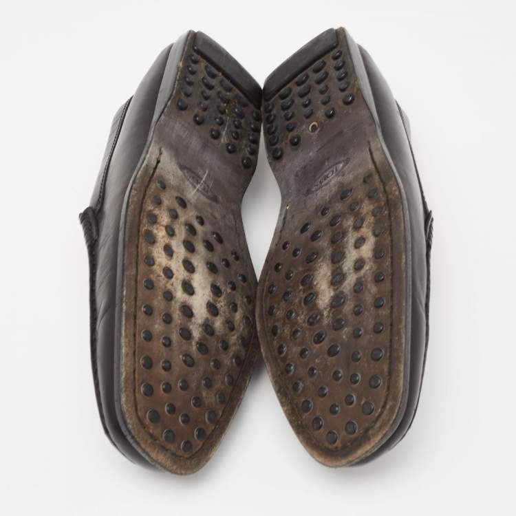 Pre Owned Tod's Black Leather Slip On Loafers Size  40