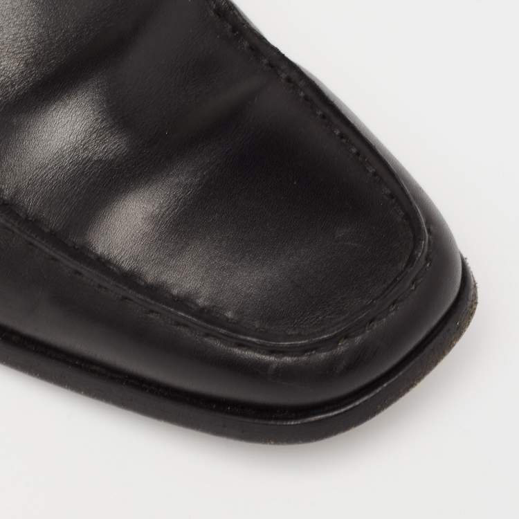 Pre Owned Tod's Black Leather Slip On Loafers Size  40