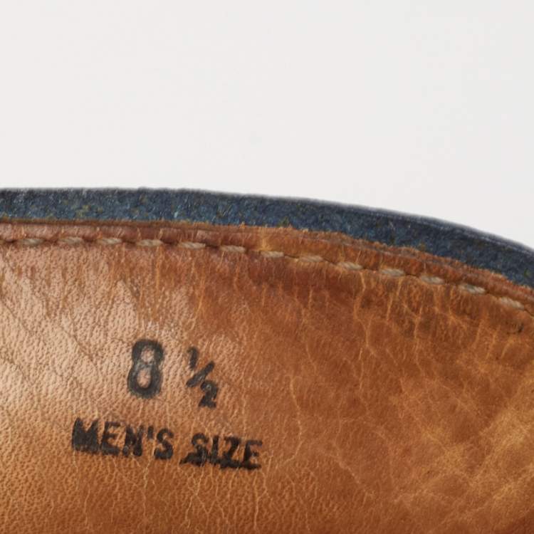 Pre Owned Tod's Blue Leather Bow Slip-On Loafers Size 42.5