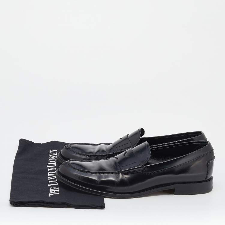 Pre Owned Tod's Black Leather Slip on Loafers Size 42.5