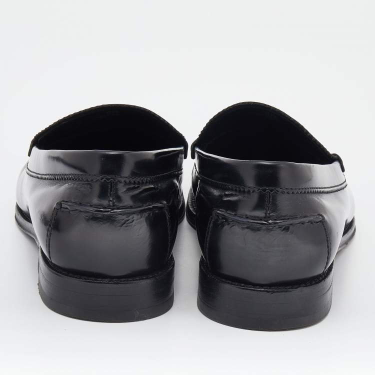 Pre Owned Tod's Black Leather Slip on Loafers Size 42.5