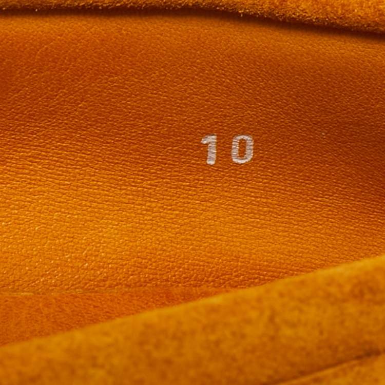 Pre Owned Tod's Yellow Suede Bow Slip On Loafers Size 44.5 