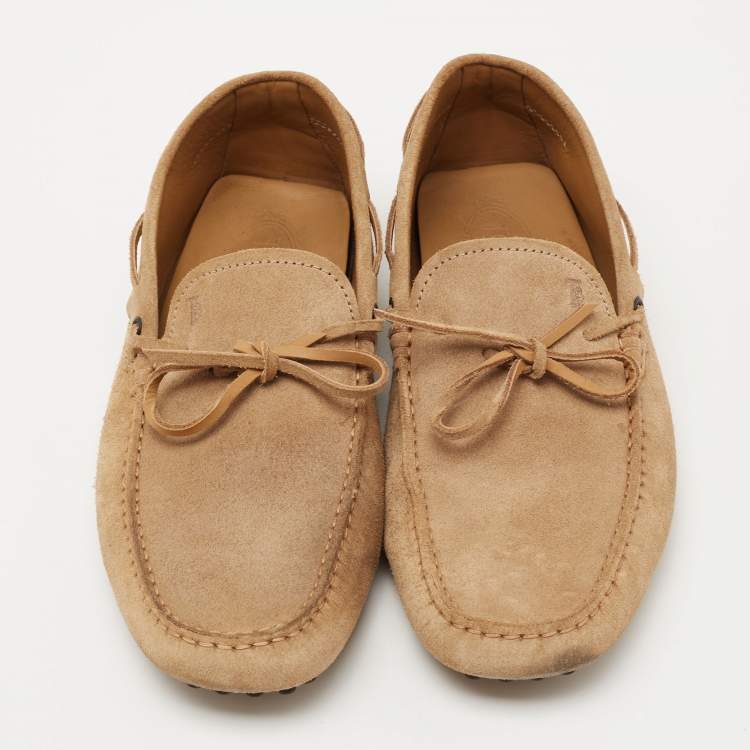 Pre Owned Tods Brown Suede Bow Slip On Loafers Size 44.5