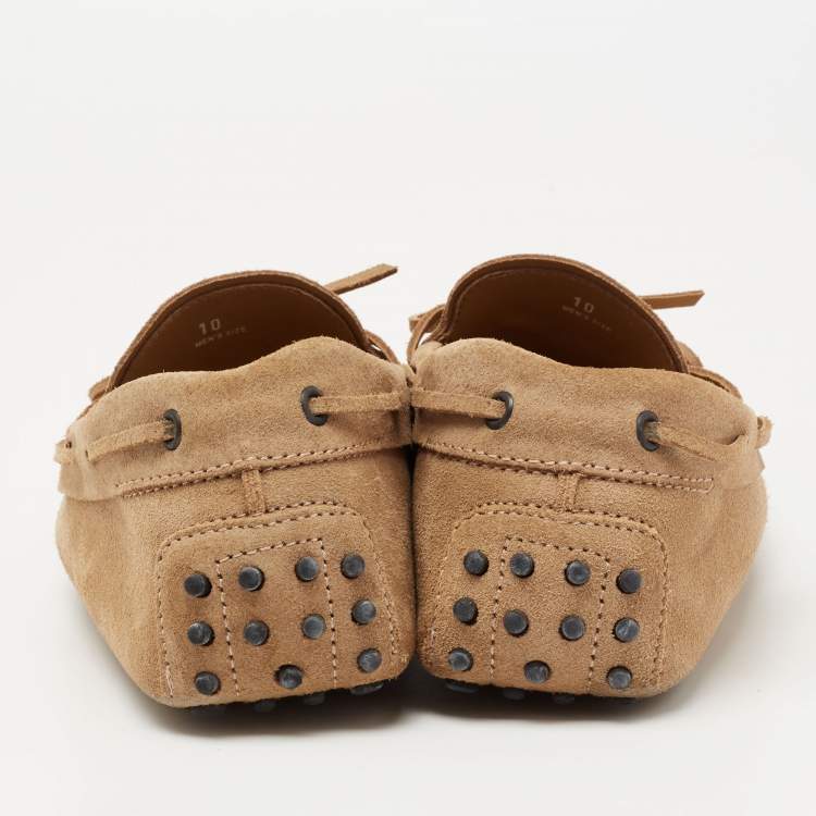 Pre Owned Tods Brown Suede Bow Slip On Loafers Size 44.5