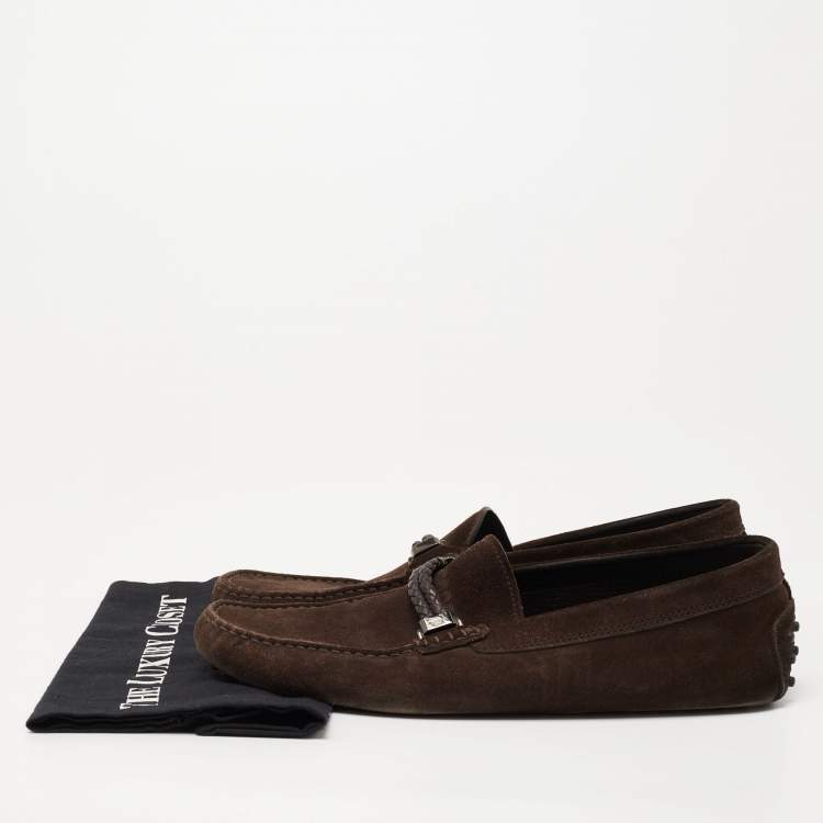 Pre Owned Tod's Dark Brown Suede Slip On Loafers Size 44.5