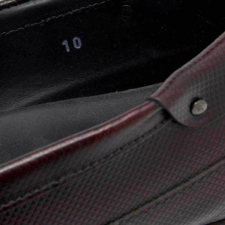 مملوكة مسبقًا Tod's For Ferrari Black/Burgundy Leather Slip On Loafers Size 44.5