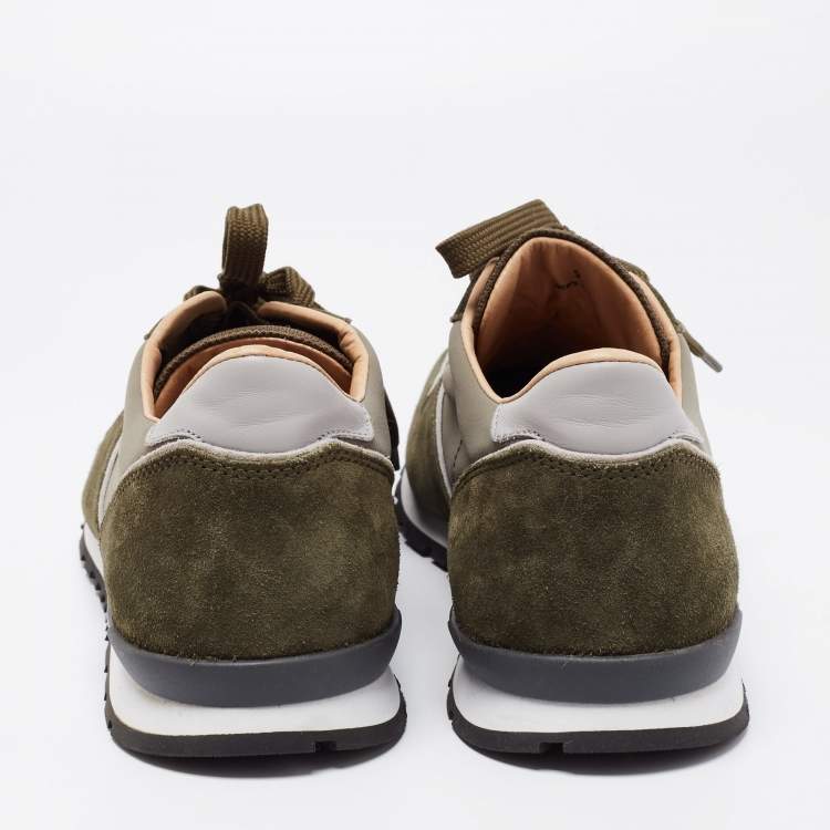 Pre Owned Tod's Green Suede And Mesh Lace Up Sneakers Size 43