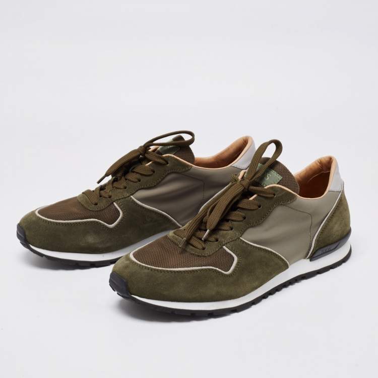 Pre Owned Tod's Green Suede And Mesh Lace Up Sneakers Size 43