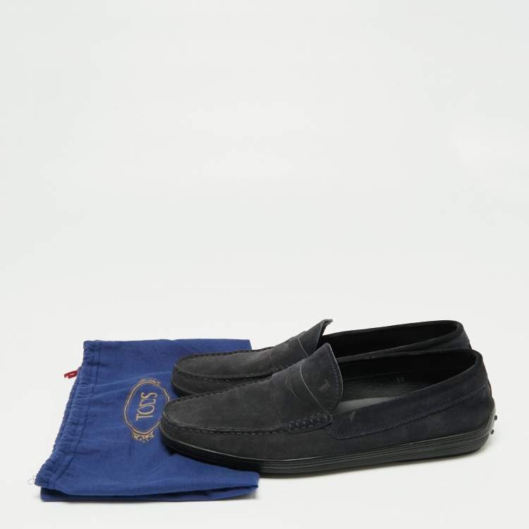 Pre Owned Tod's Navy Blue Suede Slip On Loafers Size 44.5